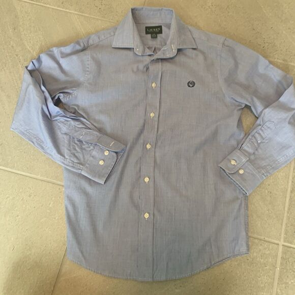 Lauren Ralph Lauren Blue Girls Button Down Dress Shirt Size 16 - Picture 1 of 6